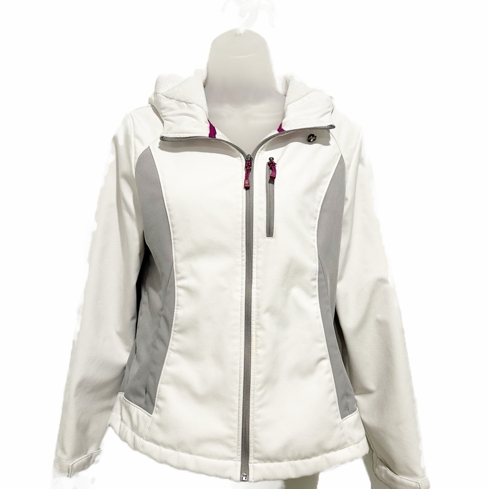 ZeroXposur white with gray accent hooded jacket. Size M.